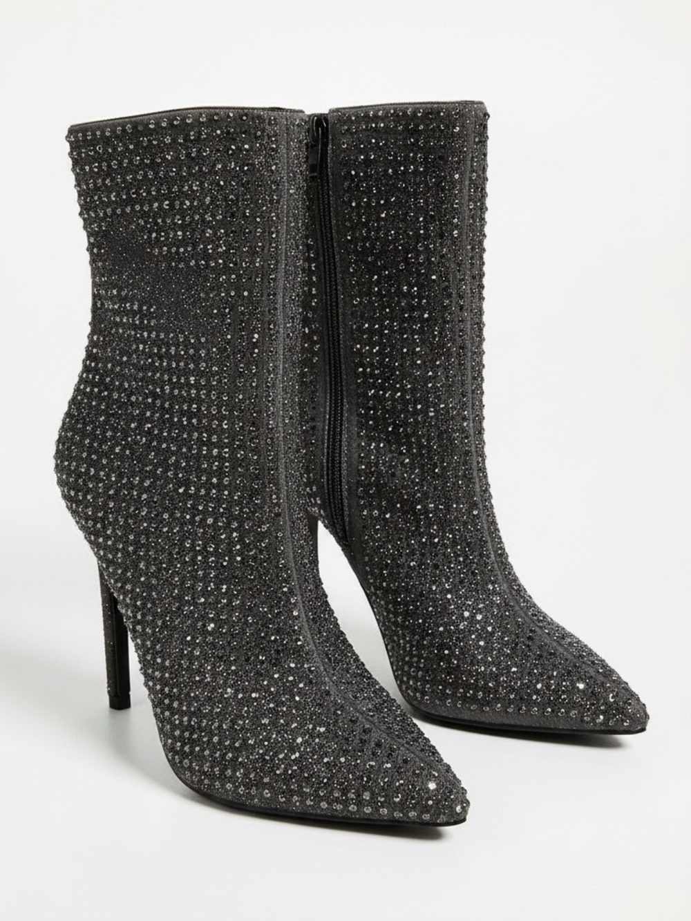 Steve Madden Wifey Rhinestone Glam Ankle Boots Silver Size 6.5
